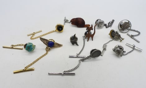 11 VINTAGE & MODERN TIE TACKS