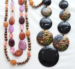 3 DECORATIVE LARGE BEADED NECKLACES