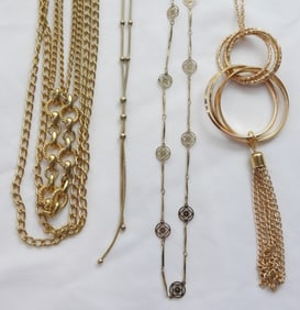 4 BEAUTIFUL GOLD TONE VARIETY NECKLACES