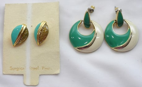 2 BEAUTIFUL TEAL COLOR EARRING SETS