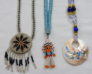 (3) FUN COLORFUL MICROBEADED NECKLACES