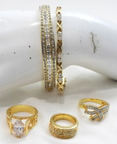 (5) GOLD TONED BLING LOT