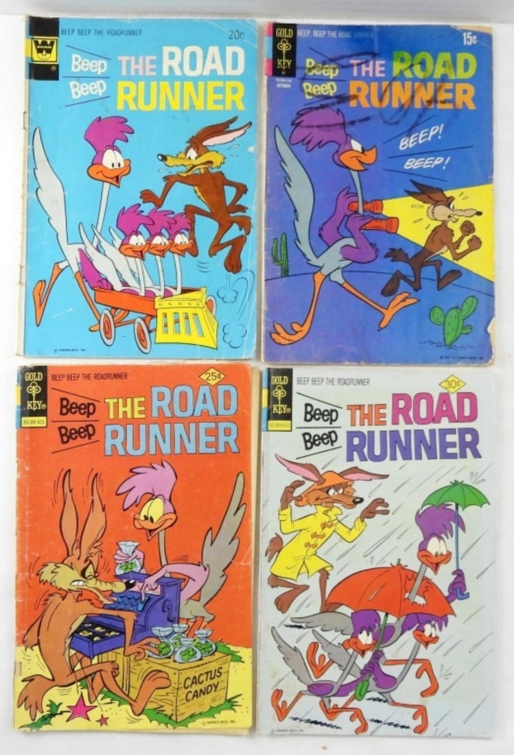 (4) ROAD RUNNER COMICS: GOLD KEY ROAD RUNNER COMICS #26, 60, 56, 42. FAIR TO GOOD CONDITION.