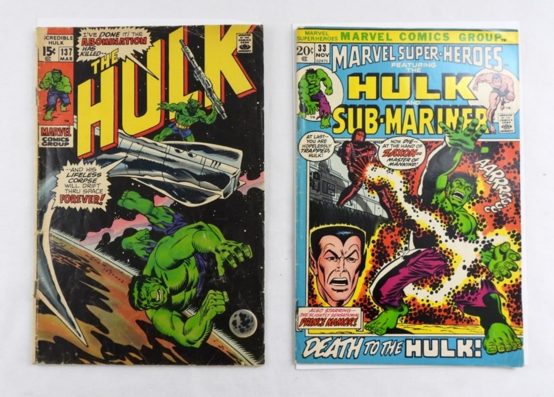 THE HULK #137 & HULK AND SUB-MARINER #33: TWO GOOD-VERY GOOD COMICS, MARVEL THE HULK #137 AND MARVEL SUPER-HEROES HULK AND SUB-MARINER #33