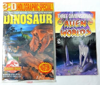 (2) 3-D COMICS: ALIEN WORLDS & JURASSIC