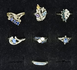 (7) SAPPHIRE & LAPIS LAZULI 925 RINGS