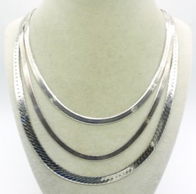 (3) LONG STERLING CHAINS