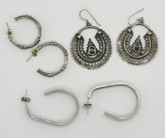 (3) STERLING PIERCED EARRINGS