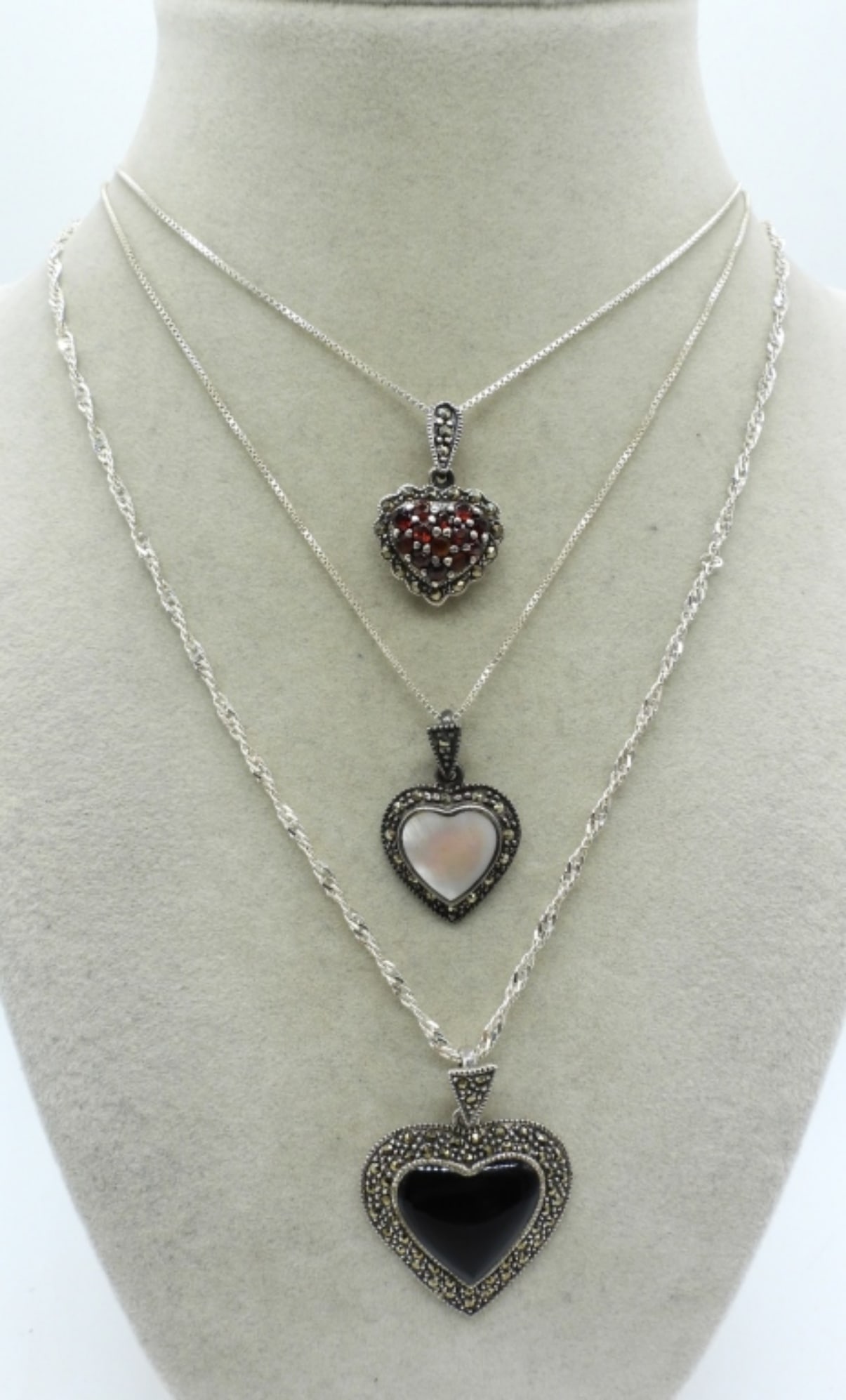 STERLING HEART GEMSTONE PENDANTS (1 of 1)