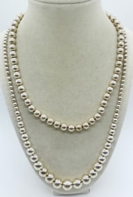 (2) 925 BALL BEAD NECKLACES