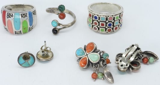 MULTI GEM 925 RINGS & EARRINGS - SW