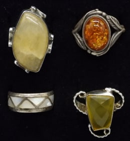 RUTILATED QUARTZ, AMBER , 925 RINGS