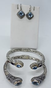 (2) STERLING 18K HINGED CUFF BRACELETS