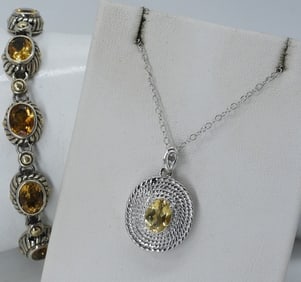 BJC S. BENHAM TOPAZ BRACELET & NECKLACE