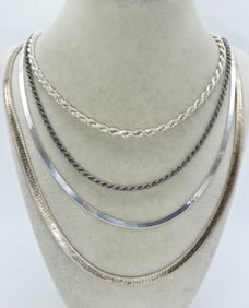 (4) STERLING SILVER CHAINS