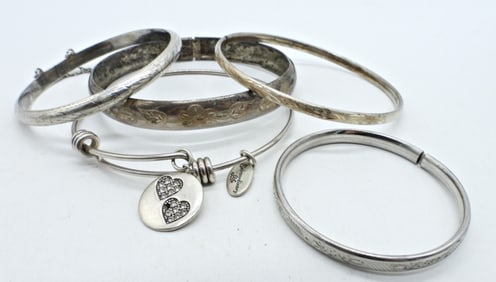 (5) 925 BANGLE BRACELETS, VINTAGE