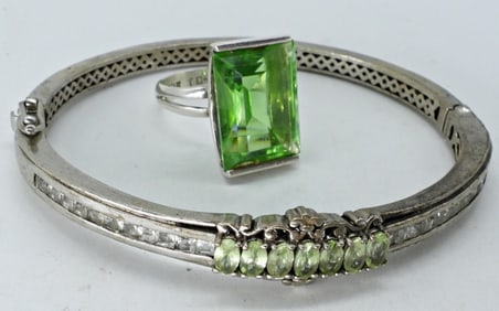 STERLING PERIDOT BRACELET & RING