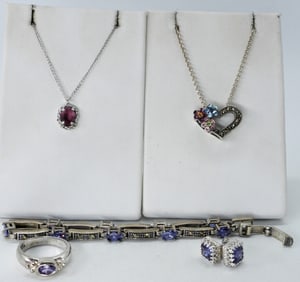 AMETHYST STERLING SET & NECKLACES