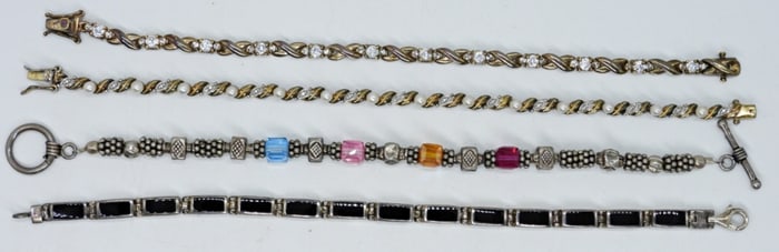 (4) STERLING GEMSTONE BEAD BRACELETS