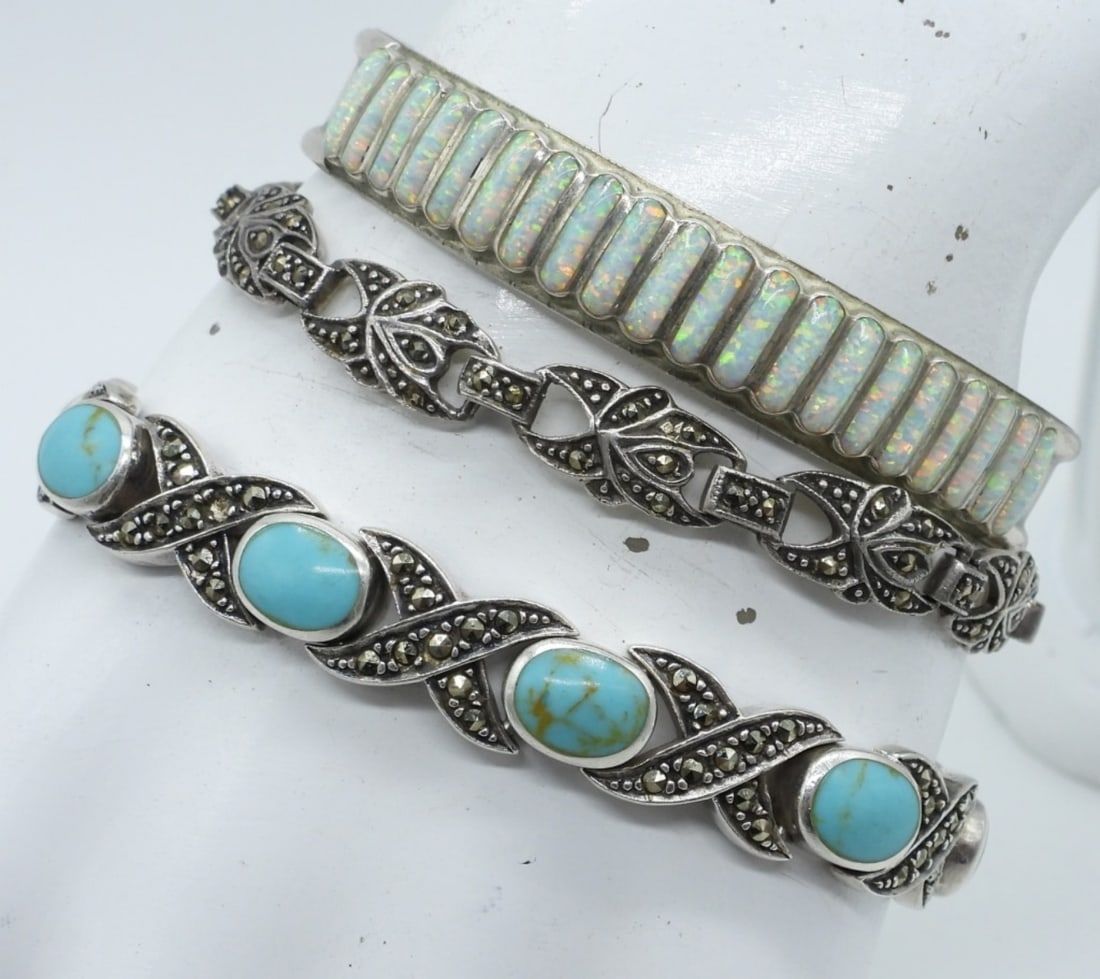(3) TURQUOISE, MARCASITE, OPAL BRACELETS (1 of 2)