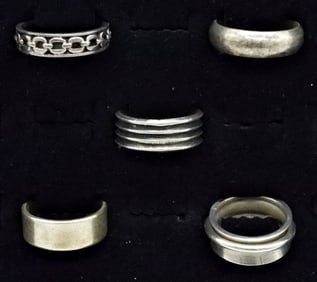 (5) LARGE STERLING MENS RINGS