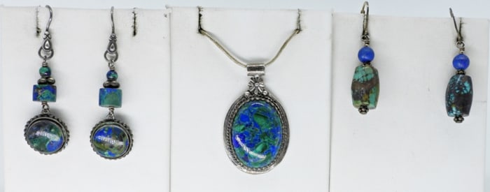MALACHITE STERLING SET