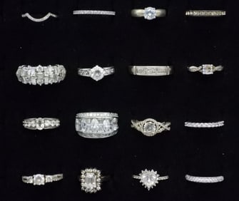 (16) STERLING BRIDAL STYLE RINGS