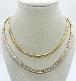 (2) STERLING GOLD TONE NECKLACES