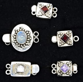 (5) 925 MOONSTONE, GARNET, AMETHYST