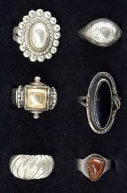 (6) STERLING VINTAGE FASHION RINGS
