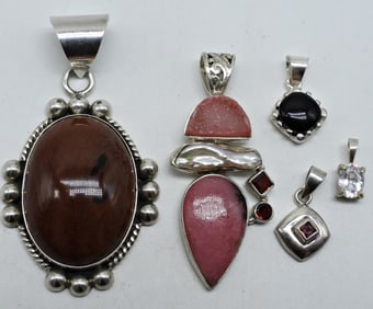 (5) STERLING GEMSTONE PENDANTS