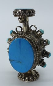 STERLING TURQUOISE PERFUME BOTTLE