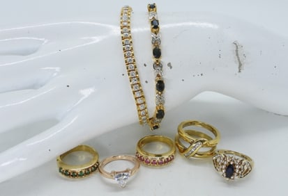 GOLD TONE 925 RINGS / BRACELETS NICE GEMS