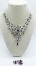 MULTI GEM 925 FASHION NECKLACE & RINGS