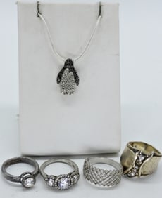 STERLING PENGUIN & CZ RINGS