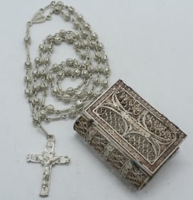 "800" SILVER ROSARY & KEEPSAKE BOX