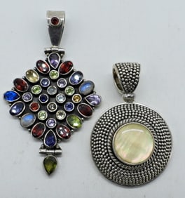 (2) STERLING PENDANTS WITH PRETTY GEMS
