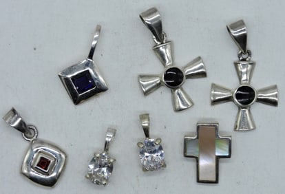 (7) SMALL STERLING PENDANTS