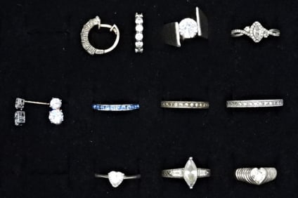 (10) 925 BRIDAL STYLE RINGS / EARRINGS