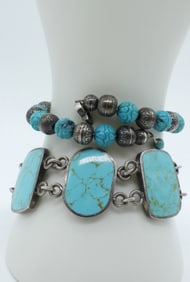 (2) STERLING BRACELETS - TURQUOISE
