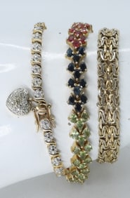 (3) STERLING GEMSTONE BRACELETS