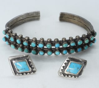 VTG STERLING SOUTHWEST TURQUOISE SET