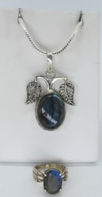LABRADORITE STERLING RING & NECKLACE