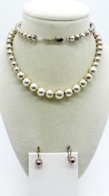 STERLING BALL BEAD CHAIN & EARRINGS