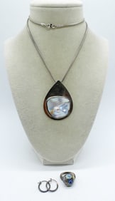 STERLING BLISTER PEARL NECKLACE & RING