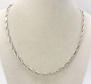 925 / 14K ROPE BAR CHAIN VTG