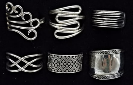 (6) STERLING FASHION RINGS