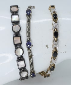 AMETHYST, ONYX, MOP BRACELETS 925