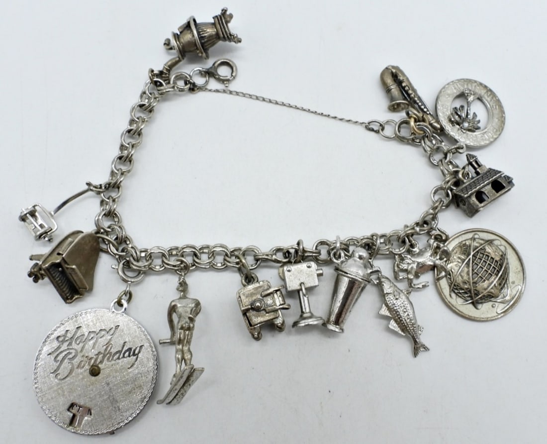 VTG STERLING CHARM BRACELET CIRCA 60's (1 of 1)