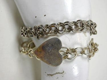 2 7-7.5'' STERLING CHAIN STYLE BRACELETS